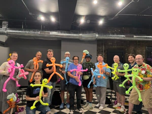 Balloon twisting workshop final creations of aliens