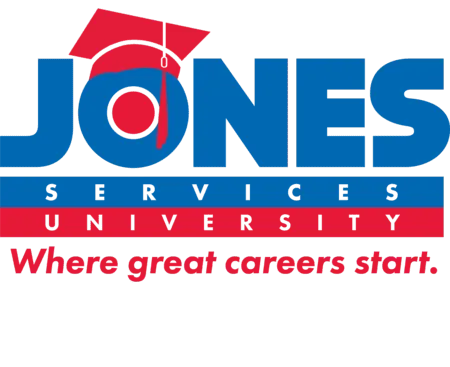 Logo of Jones International University featuring a red graduation cap over the letter "O" and the slogan "Where great careers start.