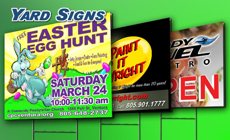 Full color corrugated yard signs with custom graphics by J. Thow Designs