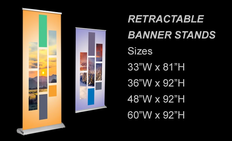 Full-color retractable cloth banner with portable stand by J. Thow Designs