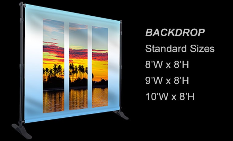 Custom full-color printed backdrop with stand by J. Thow Designs