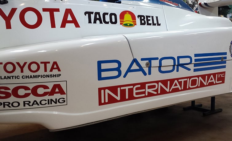 1995 Swift Toyota Atlantic race car with recreated sponsor logos from the Long Beach Grand Prix.