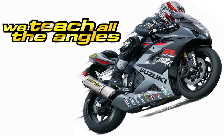 Realistic illustration of a Suzuki GSX R motorcycle created by John Thow for Star Motorcycle School