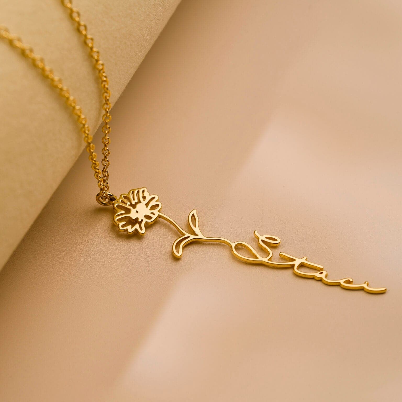 Personalized Birthflower Name Necklace