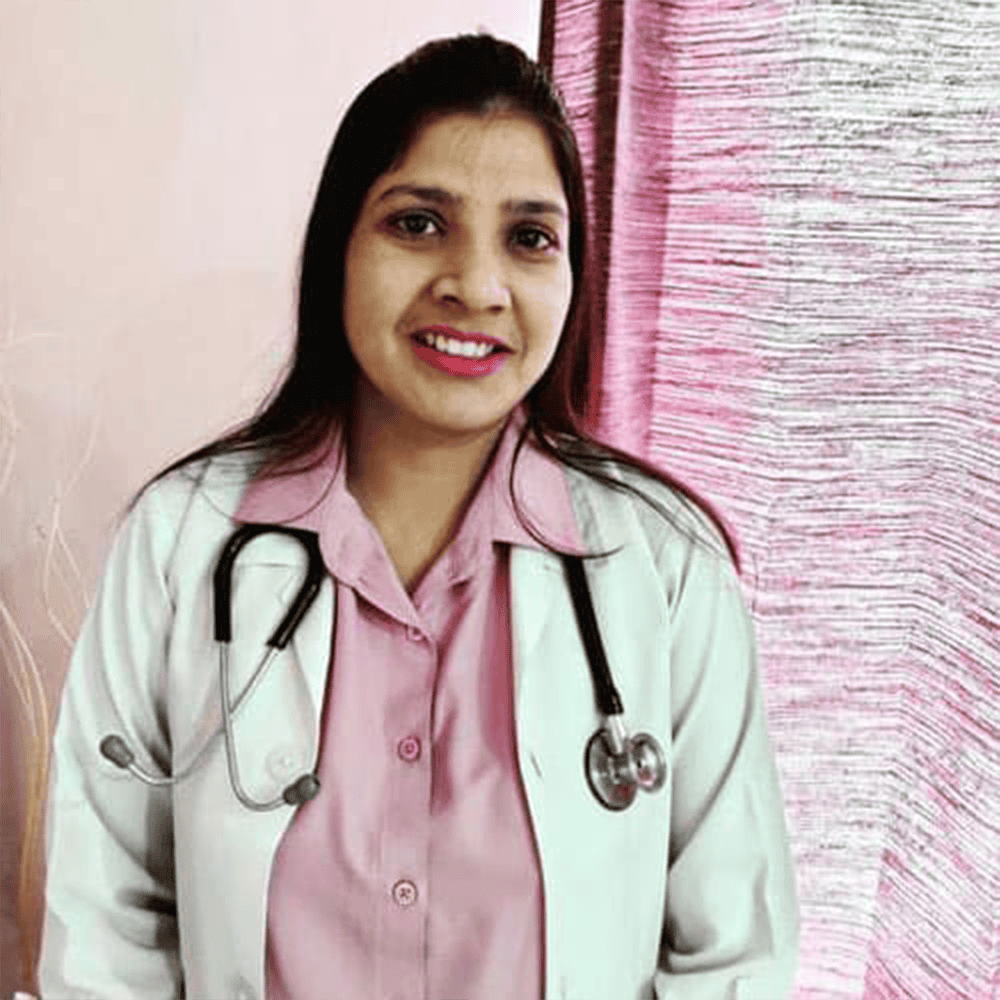 Compassionate female doctor with stethoscope at Kalyan Hospital for quality healthcare services.