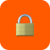 A gold padlock with a silver shackle is centered on an orange background.