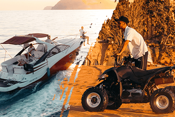 Offre duo KaraïJet avec balade en bateau et randonnée en quad sur les plages de Guadeloupe