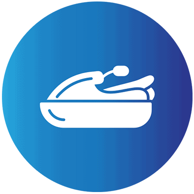 Icône jet-ski bleu représentant un matériel nautique neuf et entretenu de Karaijet