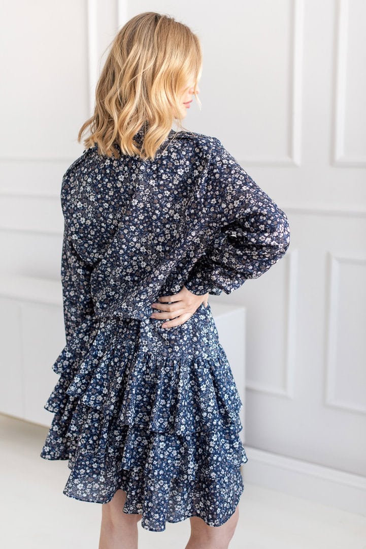 Granatowa sukienka LARISSA w kwiatowy print 3