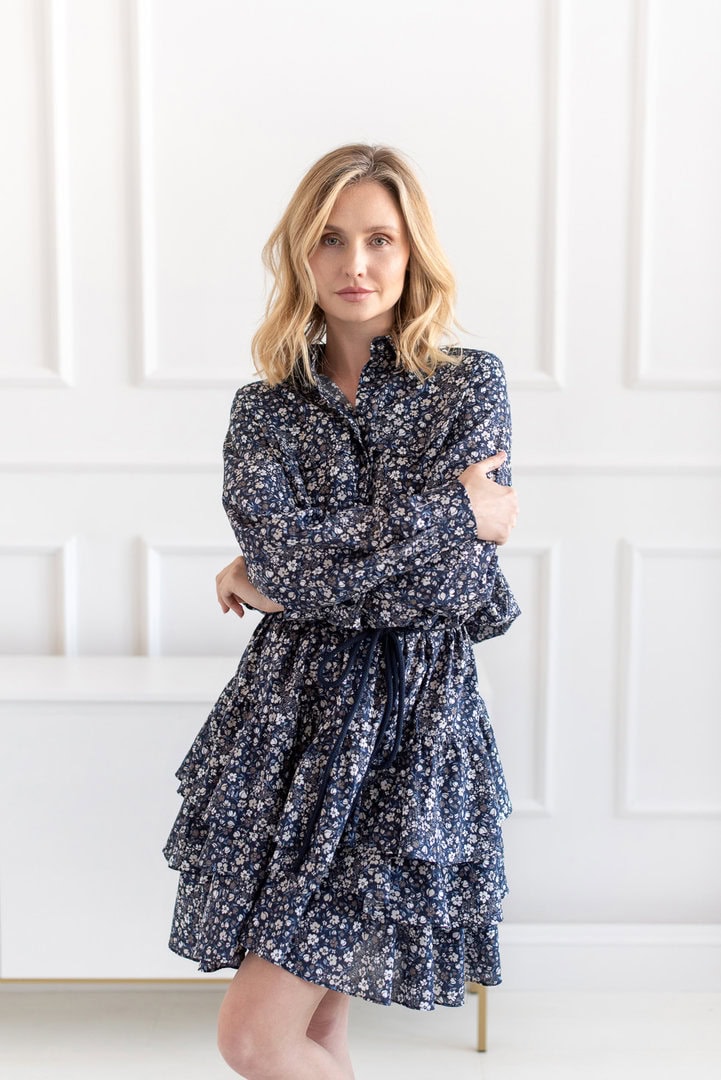 Granatowa sukienka LARISSA w kwiatowy print 4