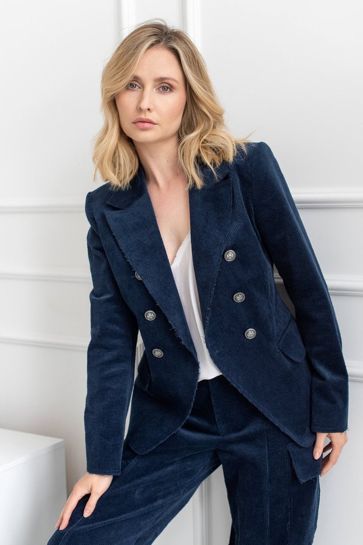 Granatowy garnitur sztruksowy TARANTO 02