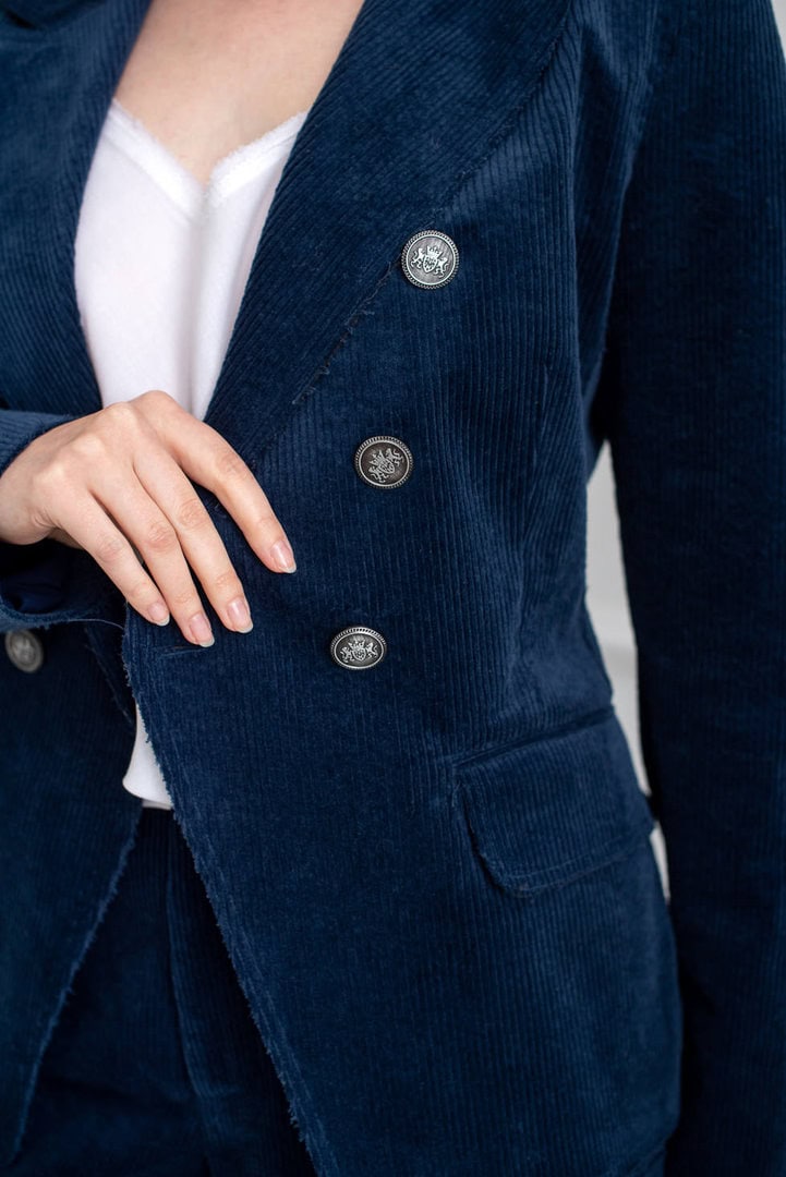 Granatowy garnitur sztruksowy TARANTO 06