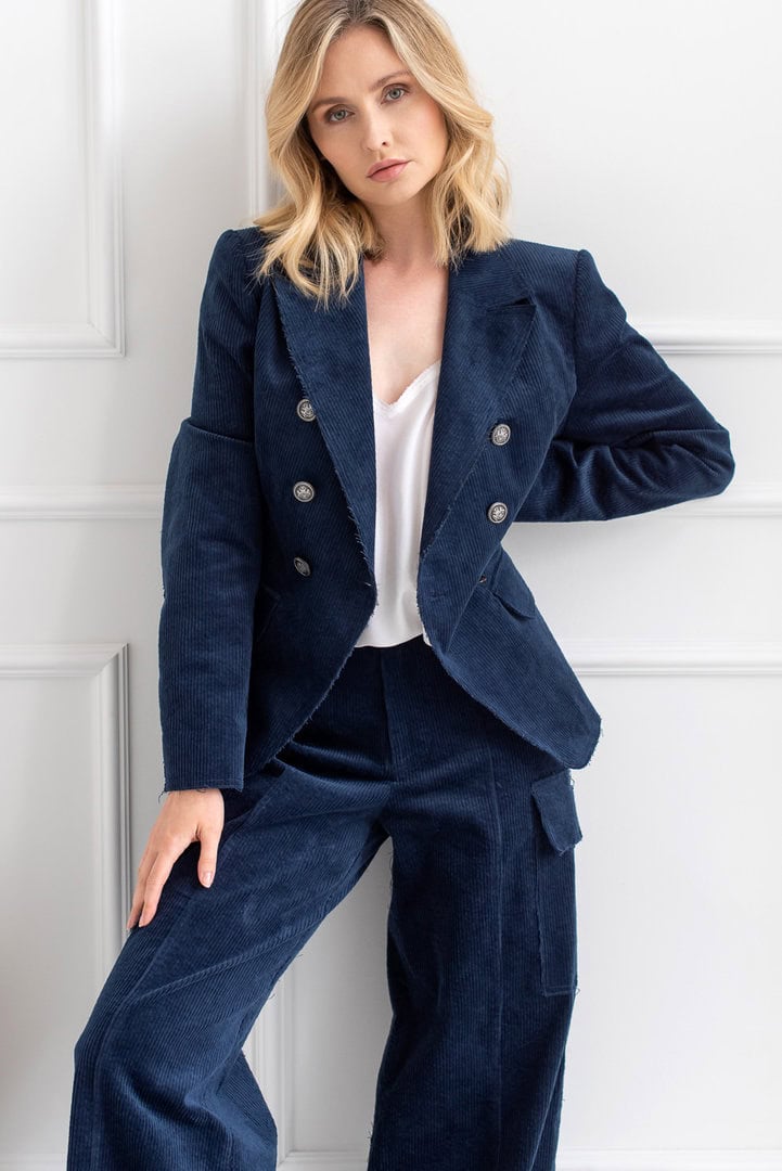 Granatowy garnitur sztruksowy TARANTO 08