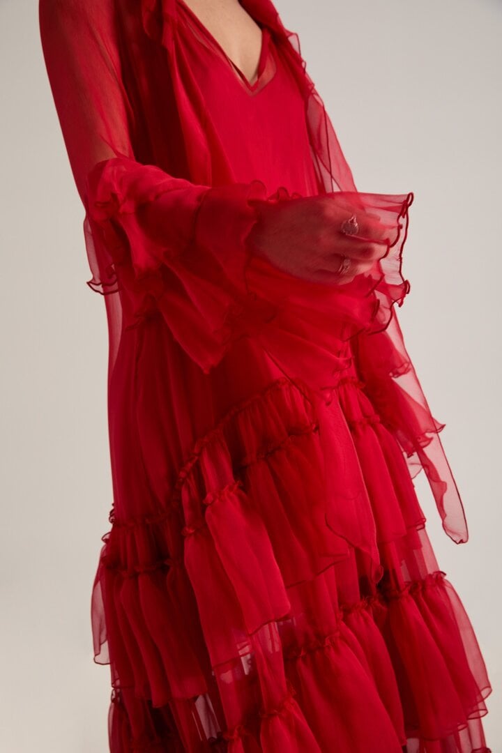Czerwona sukienka jedwabna RED HAZE-01