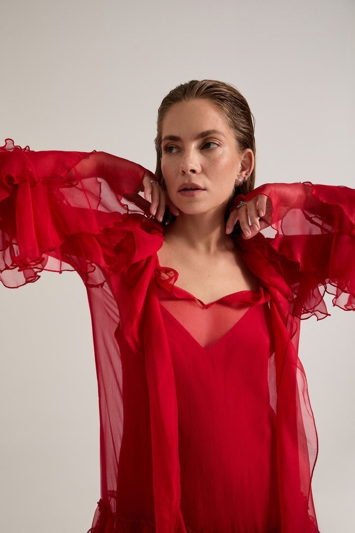 Czerwona sukienka jedwabna RED HAZE-02