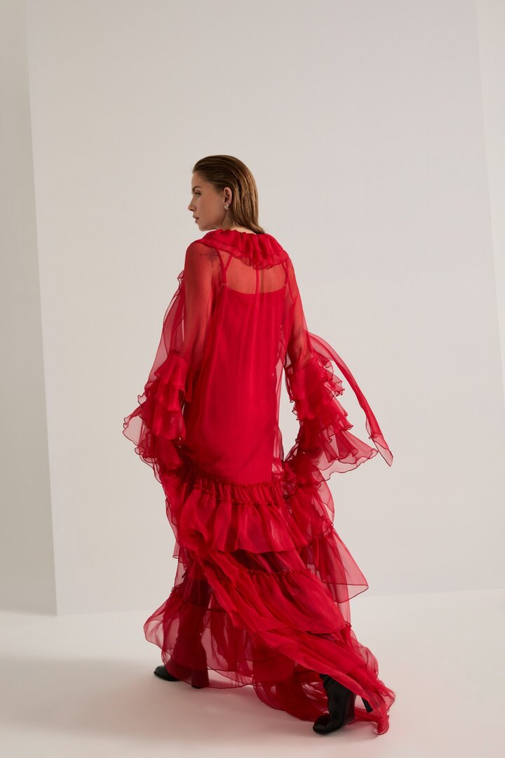 Czerwona sukienka jedwabna RED HAZE-03