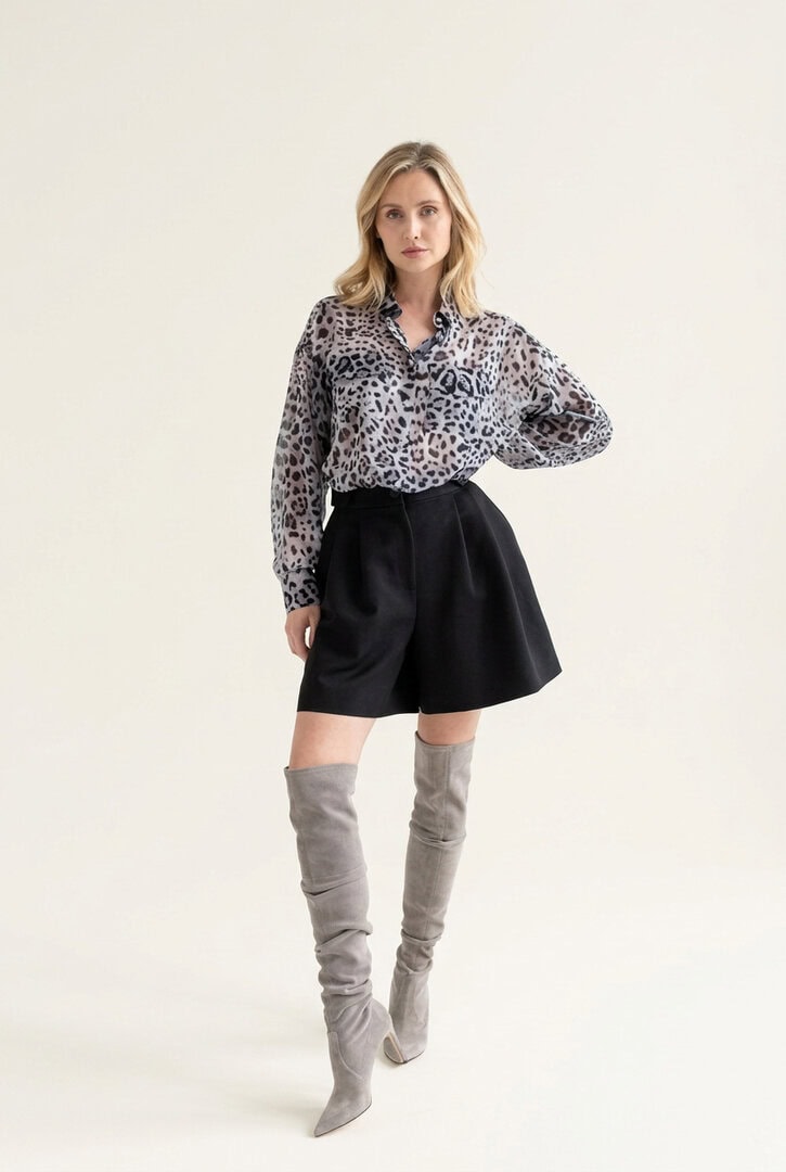 Szara jedwabna koszula SHALA w panterkowy print-1