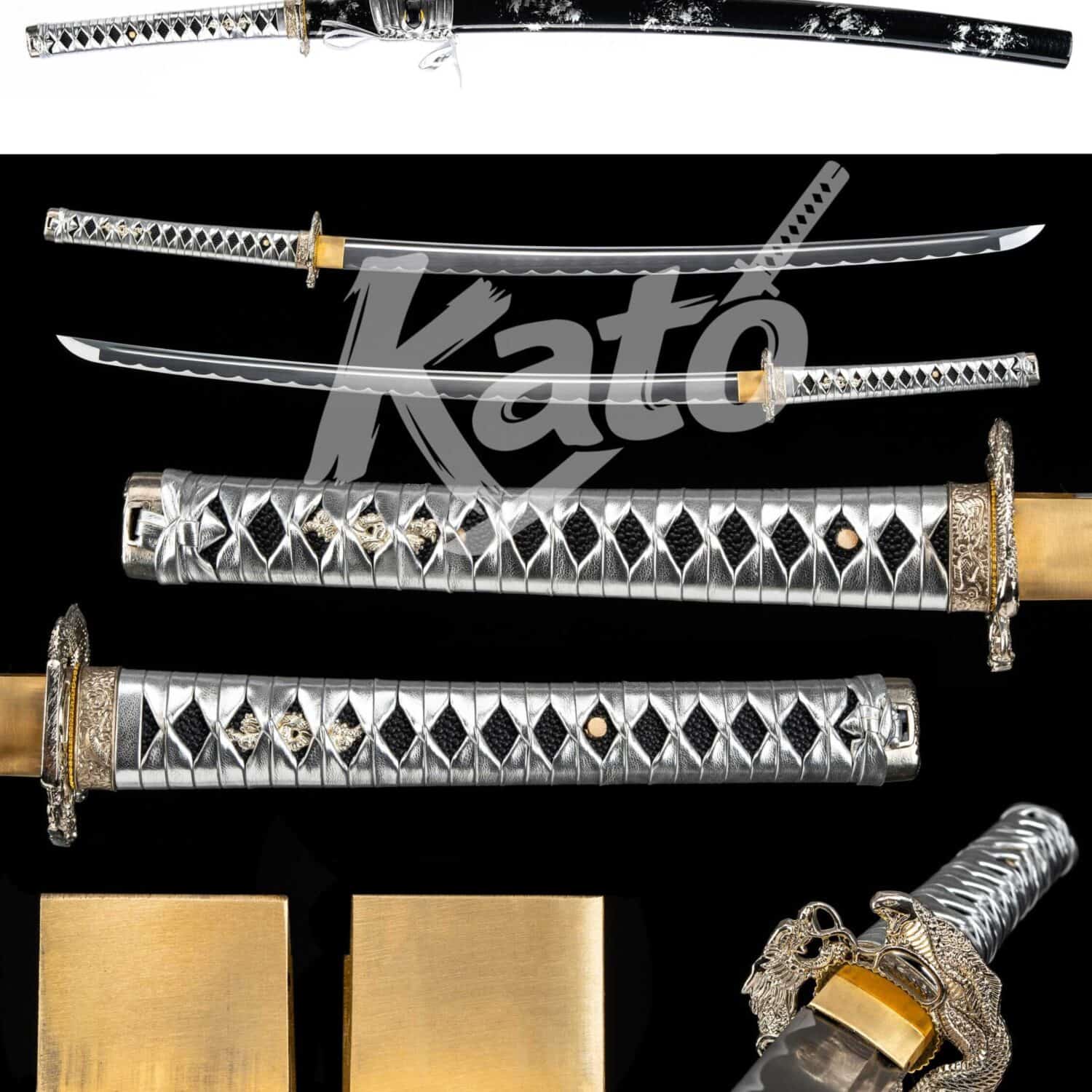 10 1060 Katana Handmade Japanese Sword Collectible Floral Saya Brass Silver Dragon