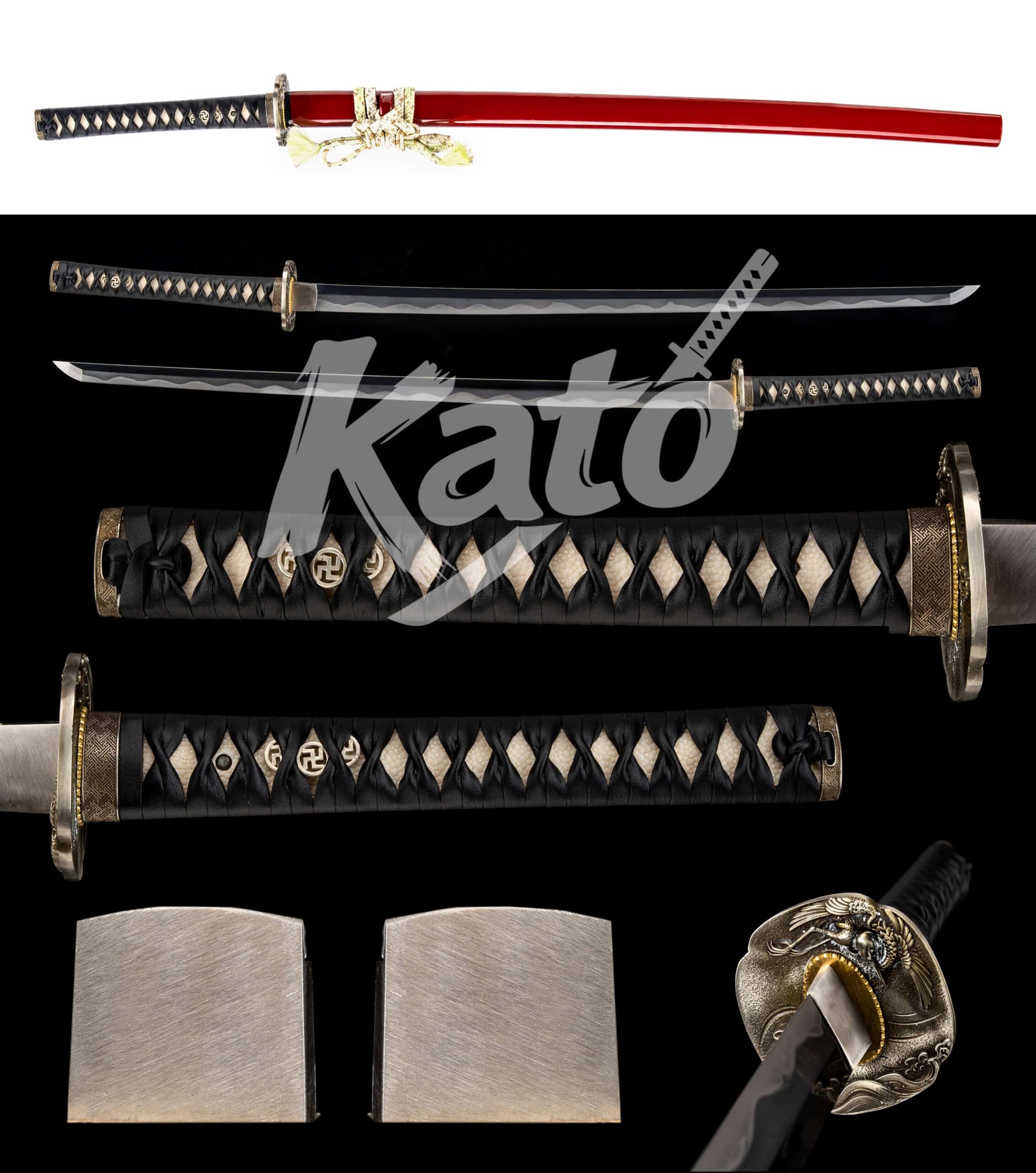 10 Tamahagane Tachi Handmade Traditional Japanese Collectible Piano Black Ox Horn Saya