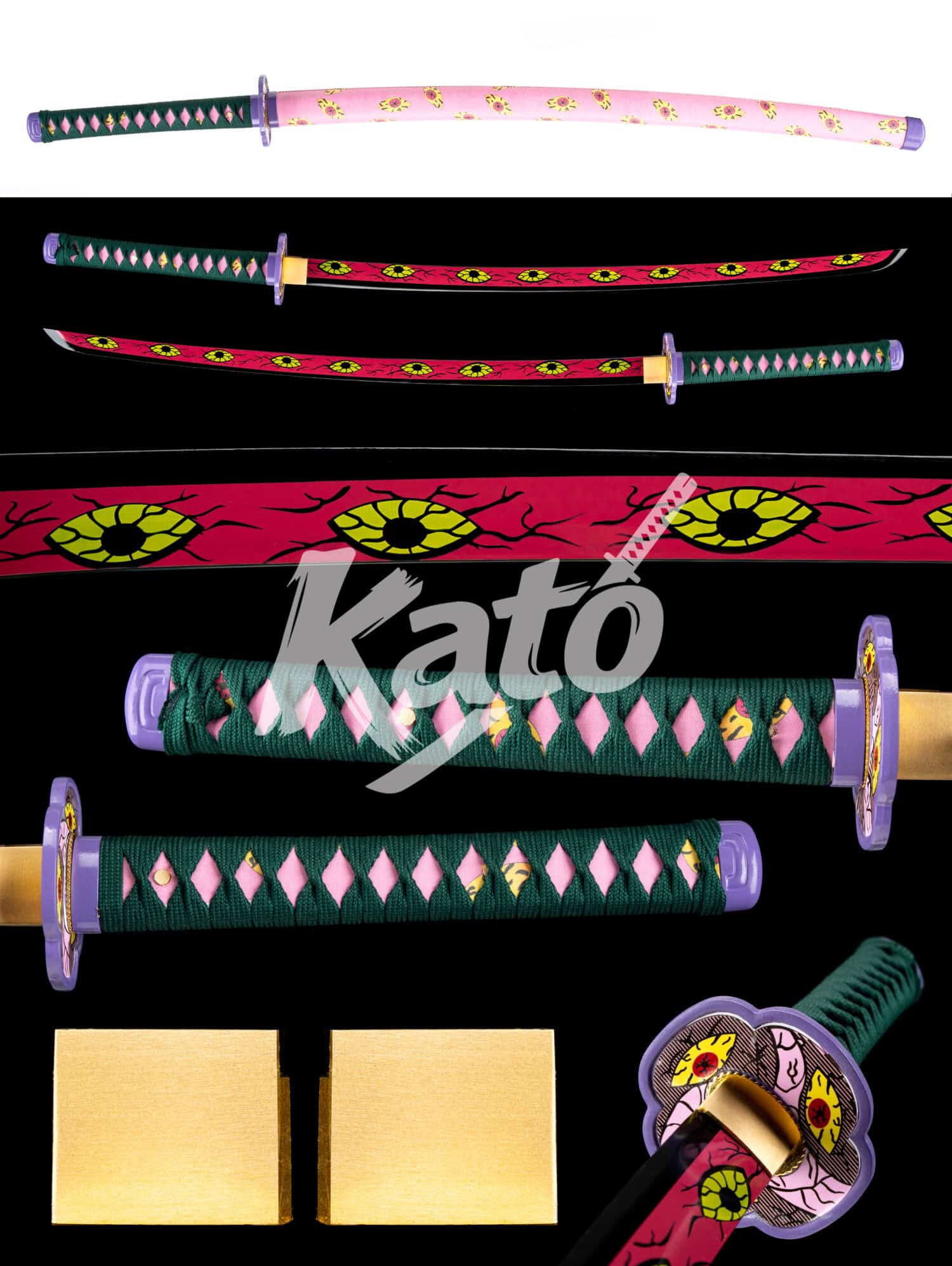 12 Demon Slayer Kokushibo Katana — 1045 Steel, Pink Baked Finish