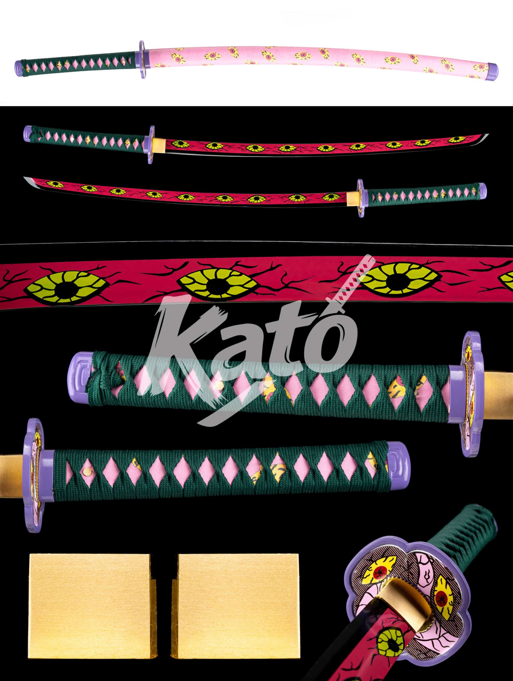 12 Demon Slayer Kokushibo Katana — 1045 Steel, Pink Baked Finish