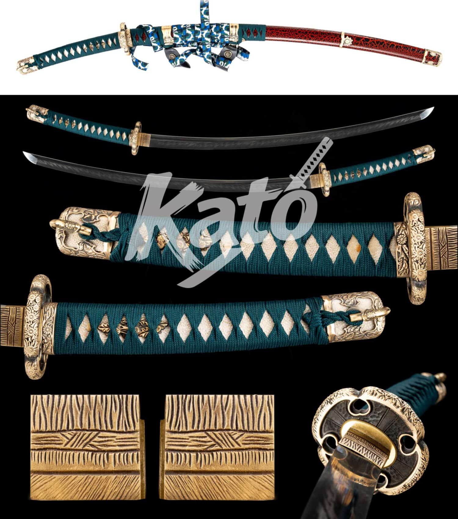 Flame Hamon T10 Katana – 18-Step Polish – Copper Koshirae – Tencel Grip Flame Hamon T10 Katana – 18-Step Polish – Copper Koshirae – Tencel Grip