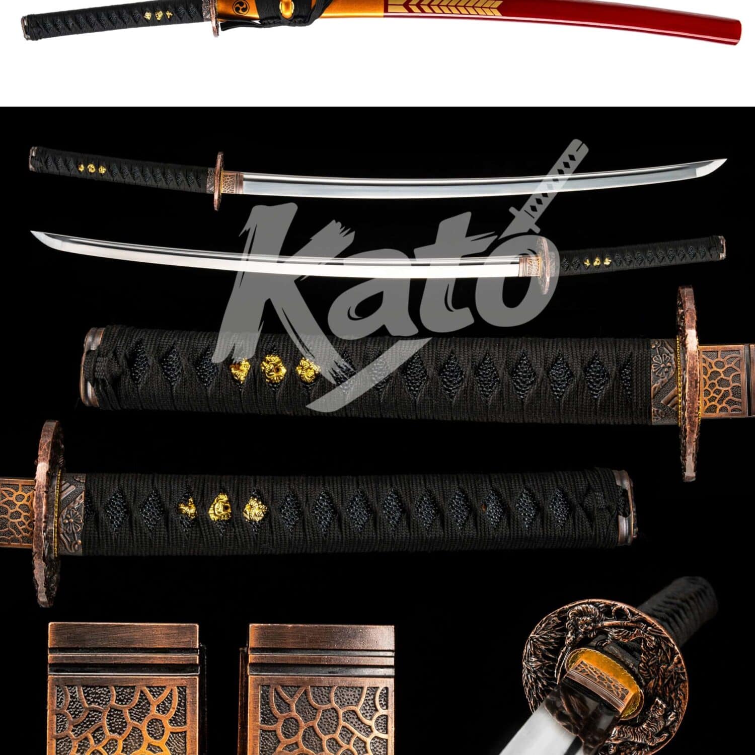 14 1060 Katana Handmade Japanese Sword Collectible Yabane Saya Copper