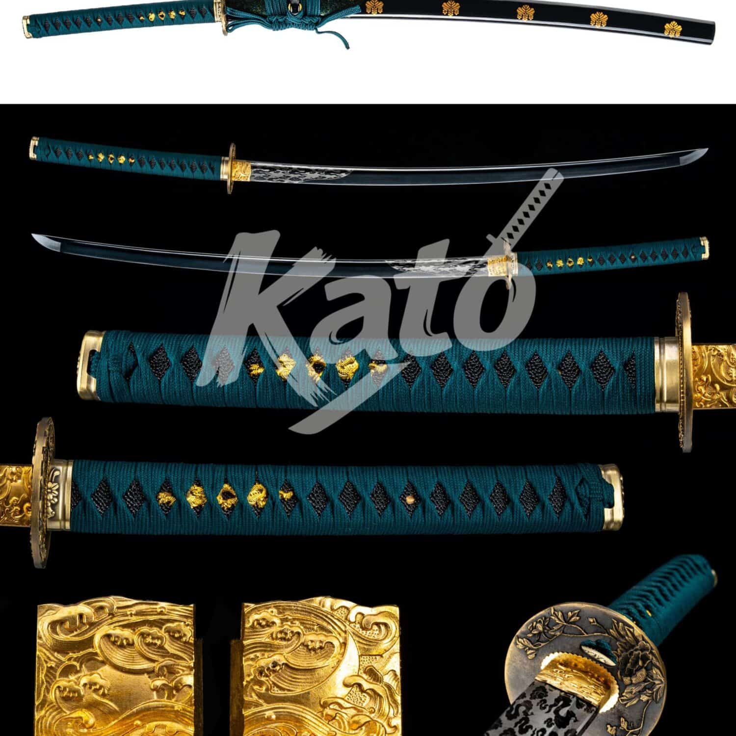 16 9260 Spring Steel Katana Handmade Japanese Sword Collectible Etched Floral Saya