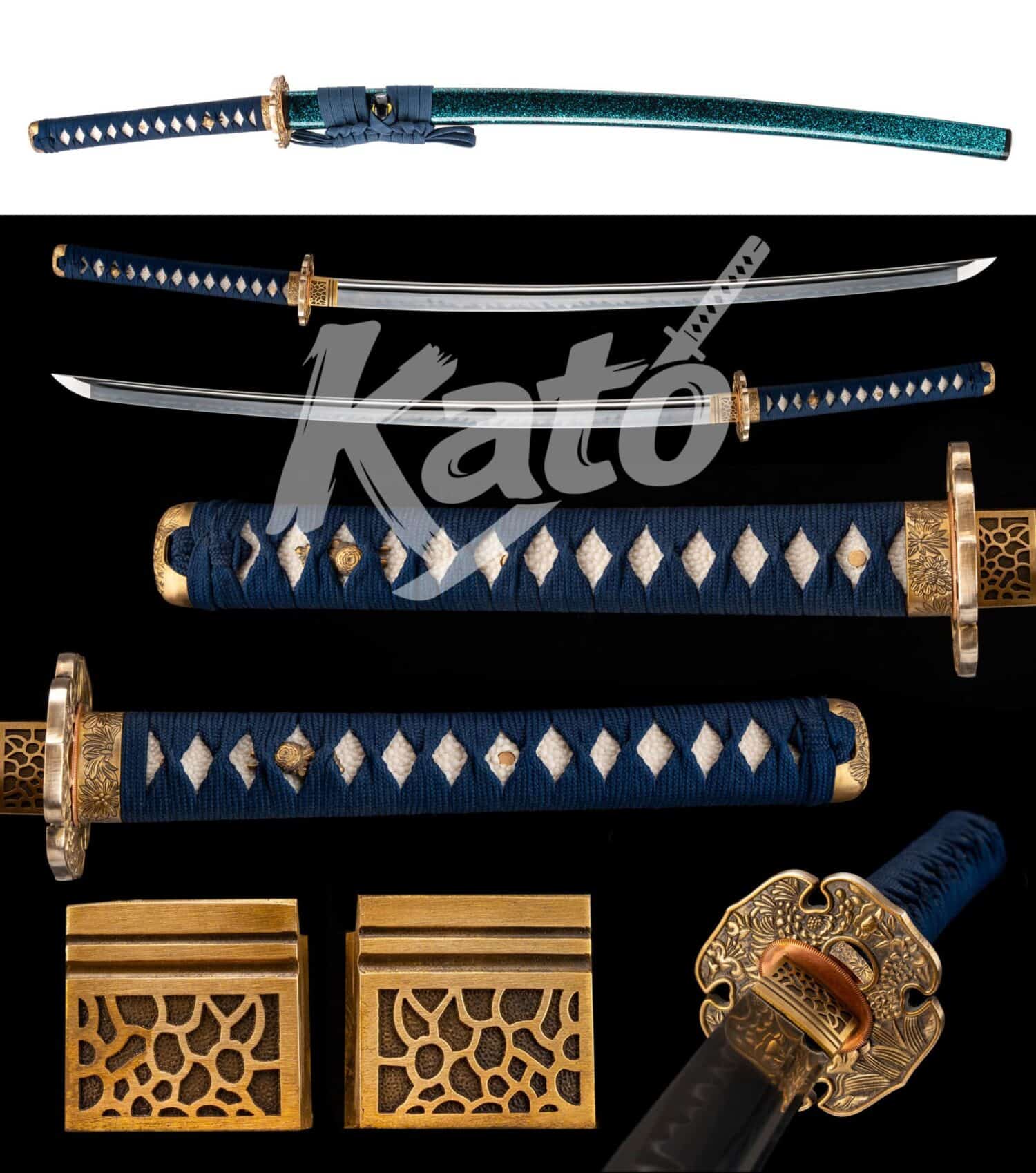 16 T10 Clay Tempered Katana Handmade Japanese Sword Collectible Piano Black Copper Standard