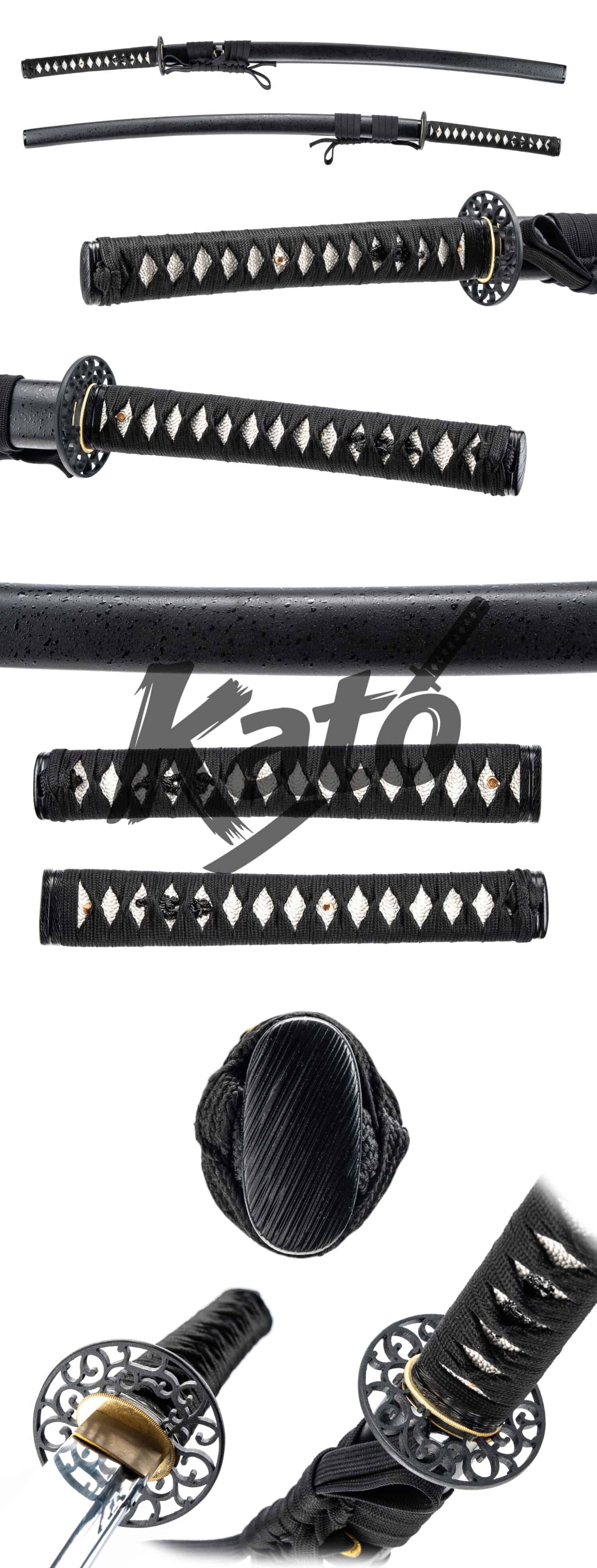 Black Mirror Katana — 5160 Steel, Hand Forged & Ultra Mirror Polished, Blackened Iron Fittings