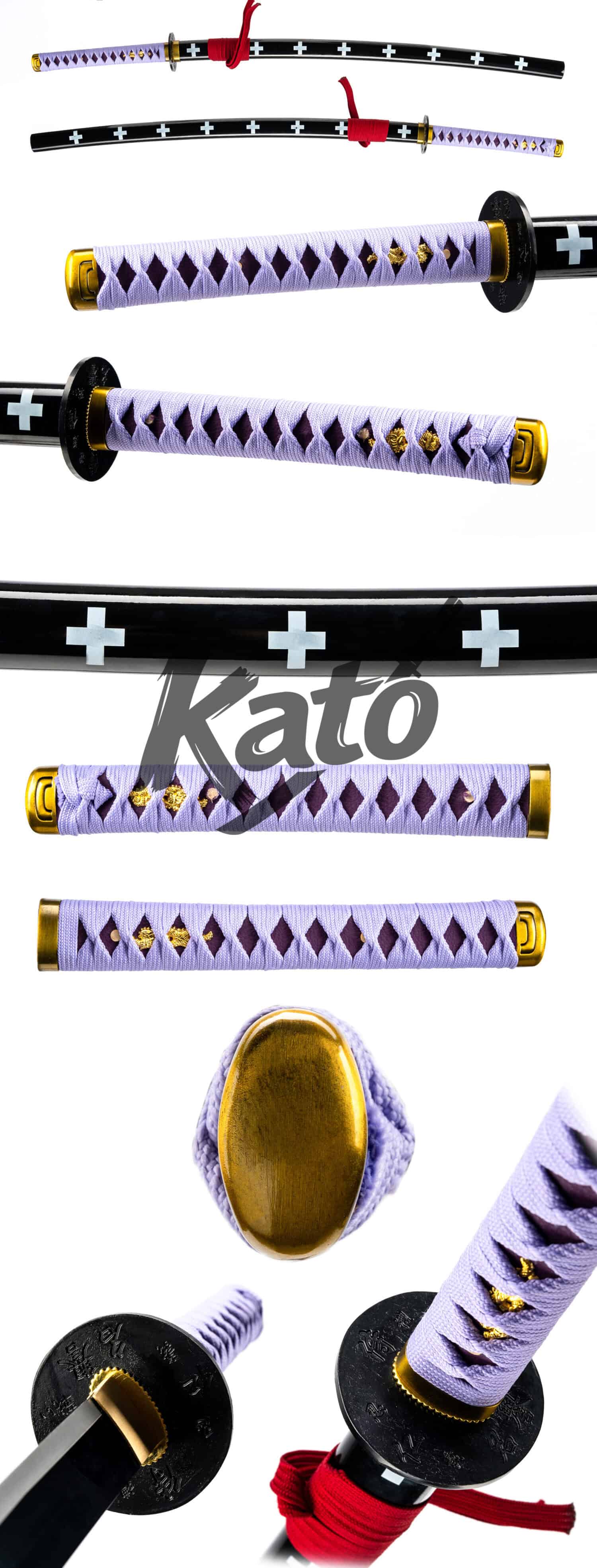 One Piece “Purple Doctor” Katana — 1045 Steel, Black Baked Finish,