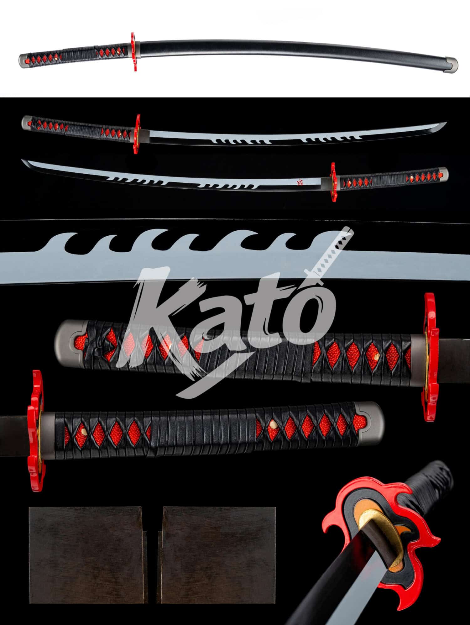 2 Fire Deity 9260 Spring Steel Katana — High-Temp Blackened