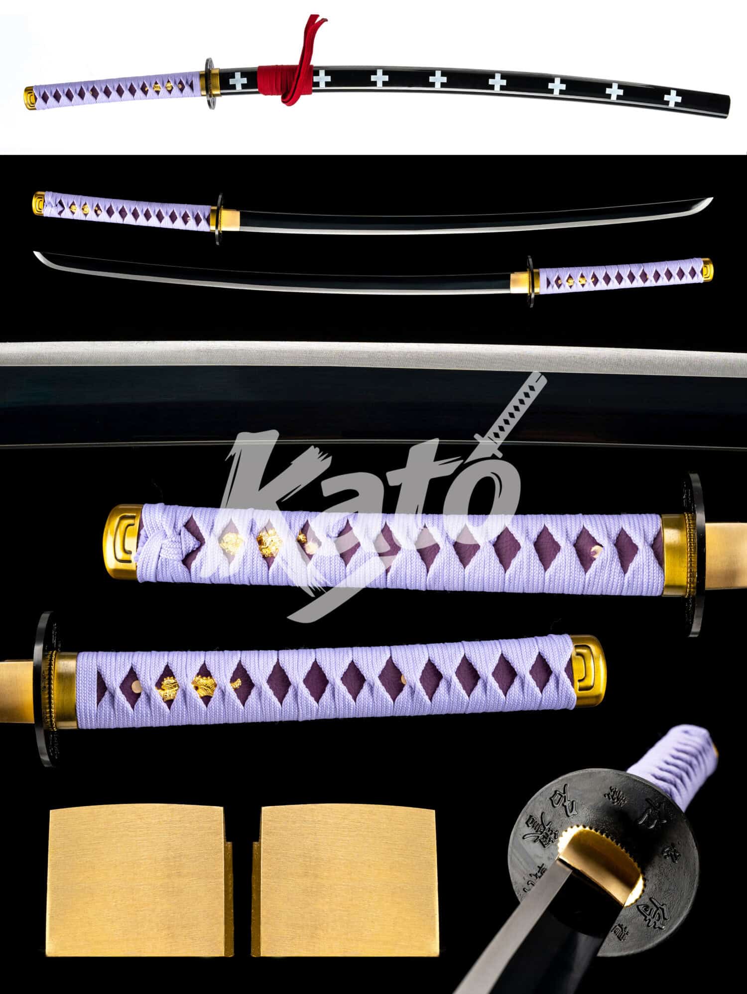 20 One Piece “Purple Doctor” Katana — 1045 Steel, Black Baked Finish,