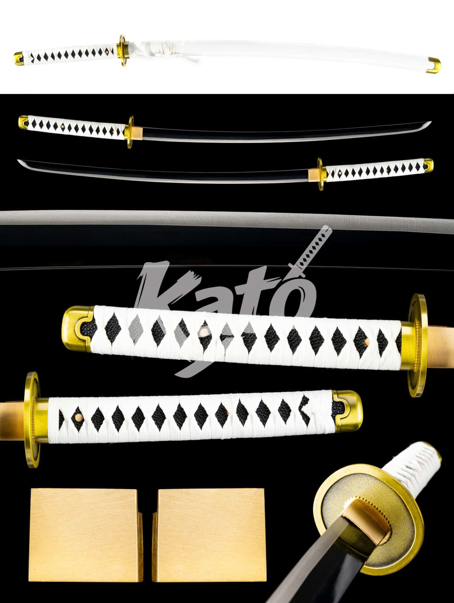24 One Piece Wado Ichimonji Katana — 1045 Steel, Black Baked Finish