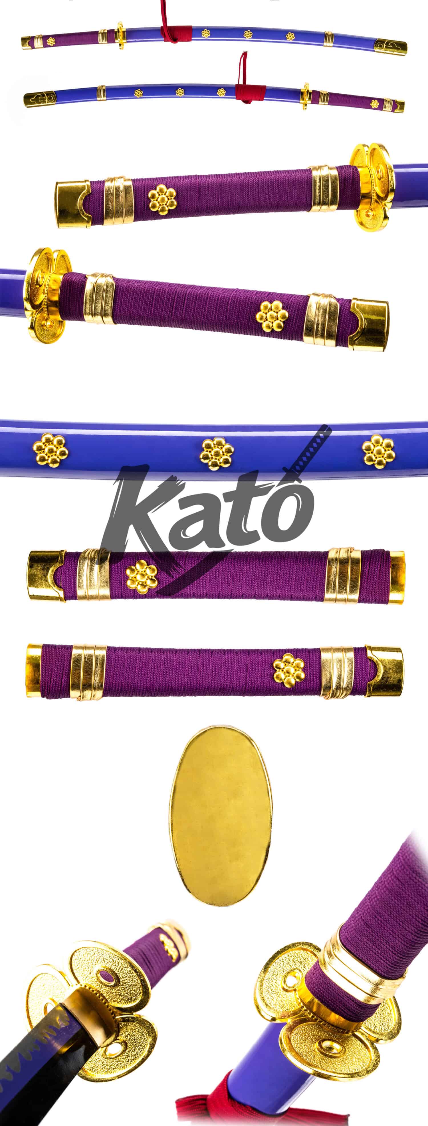 One Piece “Purple Enma” Katana — 1045 Steel, Black + Purple Baked Finish