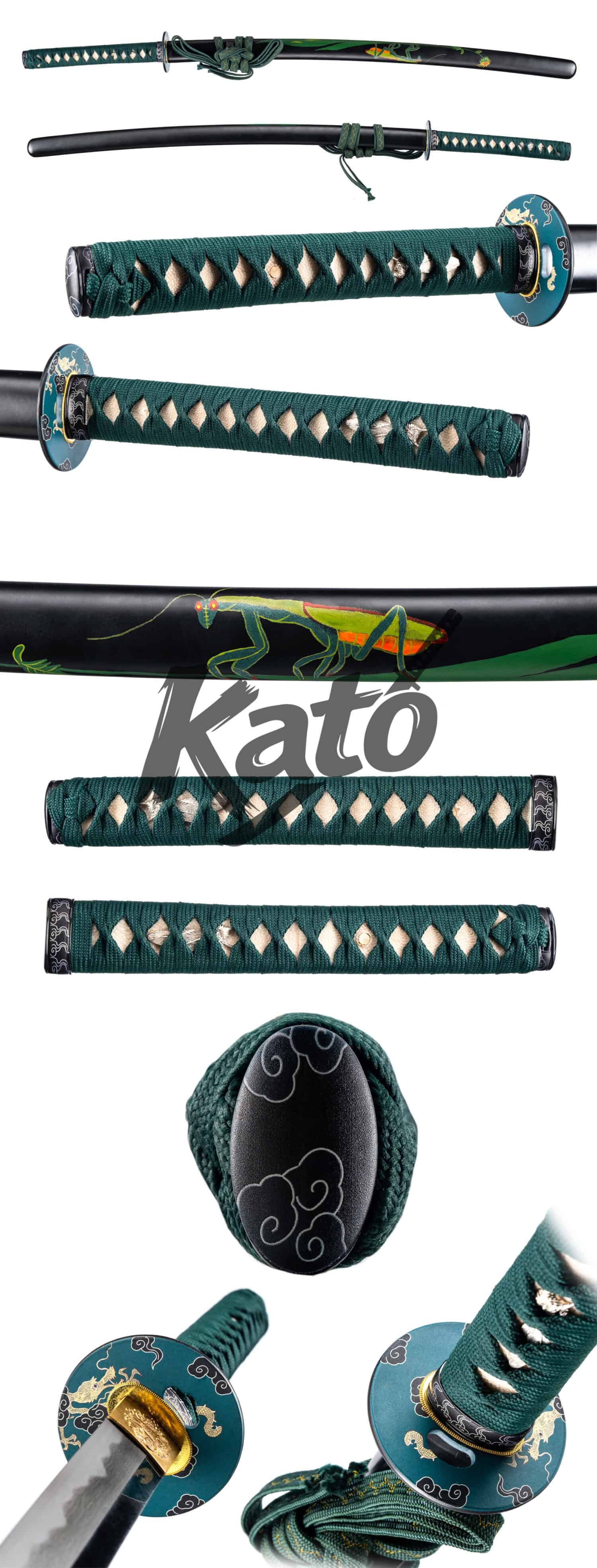 Japanese Katana - Wootz Steel - Clay Tempered & 36-Stage Tri-Color Hand Polish - Antique Brown / Forest Green / Water Hashira