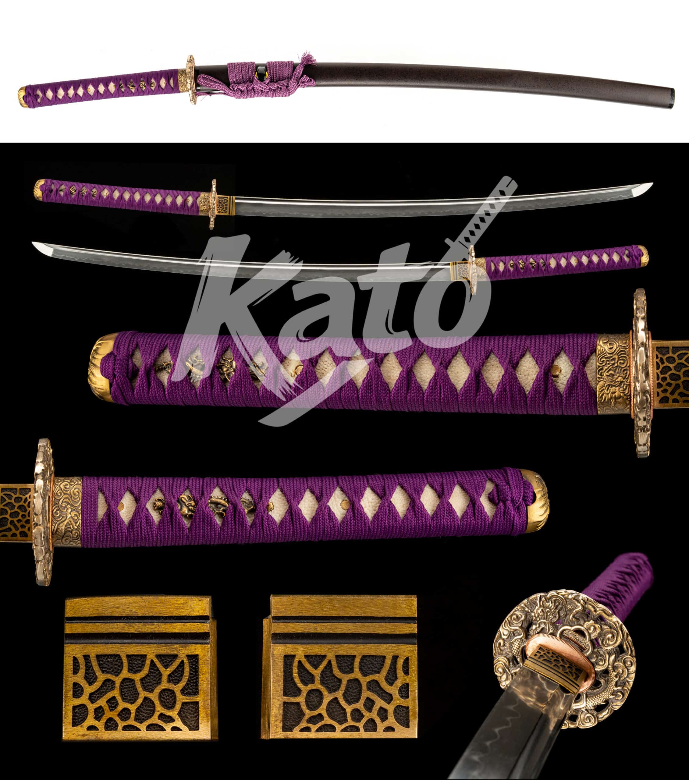 4 T10 Clay Tempered Katana Handmade Japanese Sword Collectible Piano Black Copper Extra Long