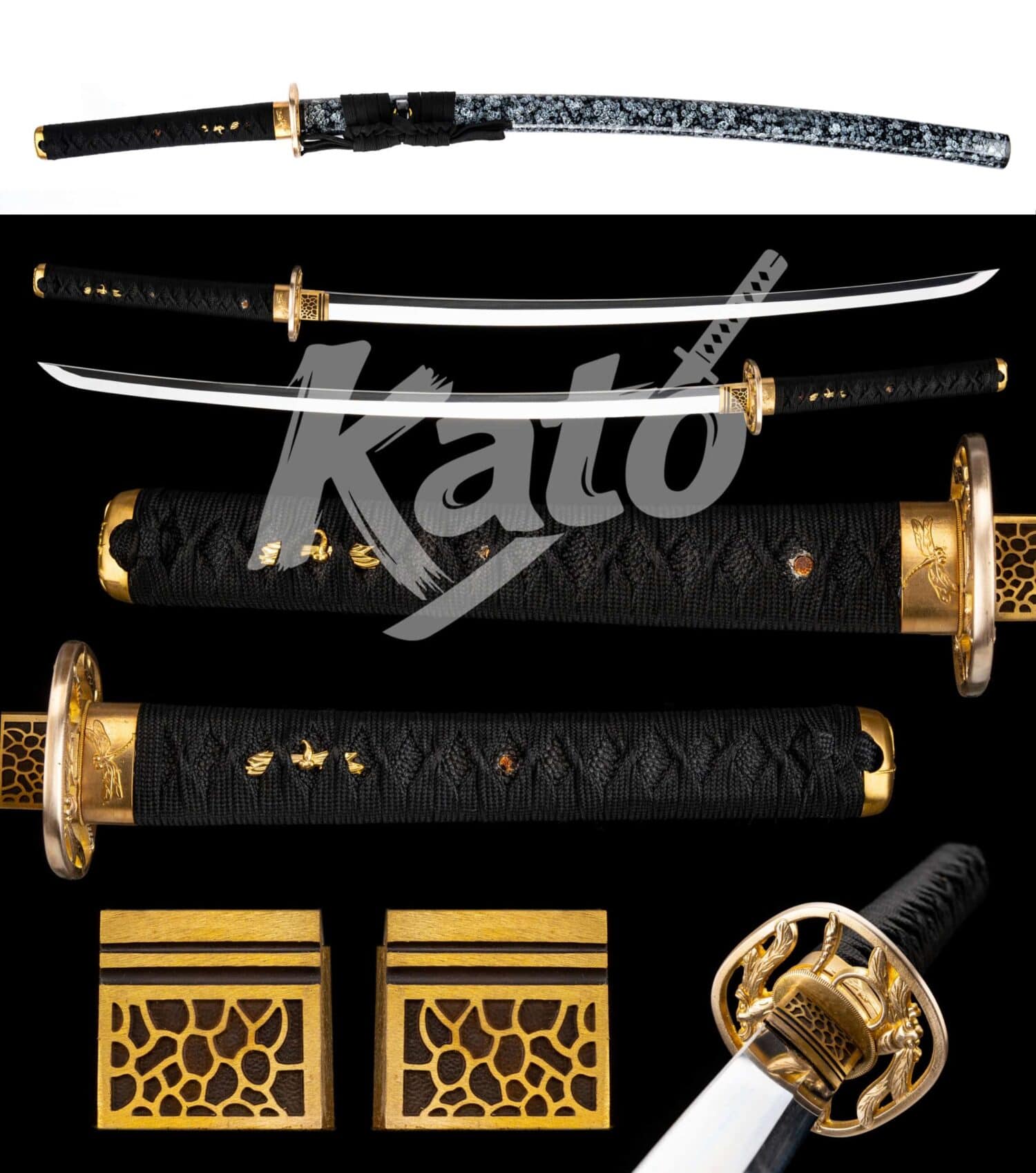 4 5160 Spring Steel Folded Katana Handmade Japanese Sword Collectible Copper Tencel Resilience
