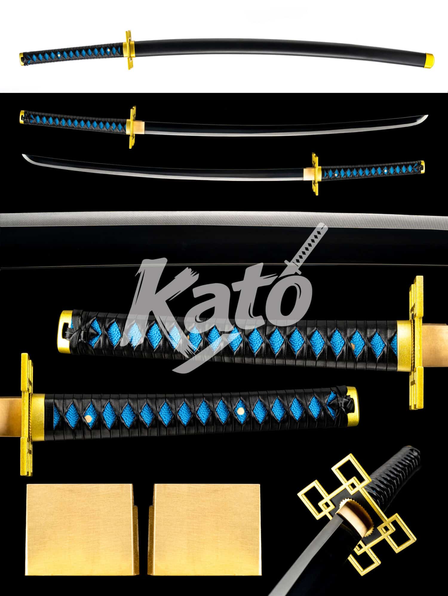 6 Demon Slayer Muichiro Tokito Katana — 1045 Steel, Black Baked Finish, 41.34"