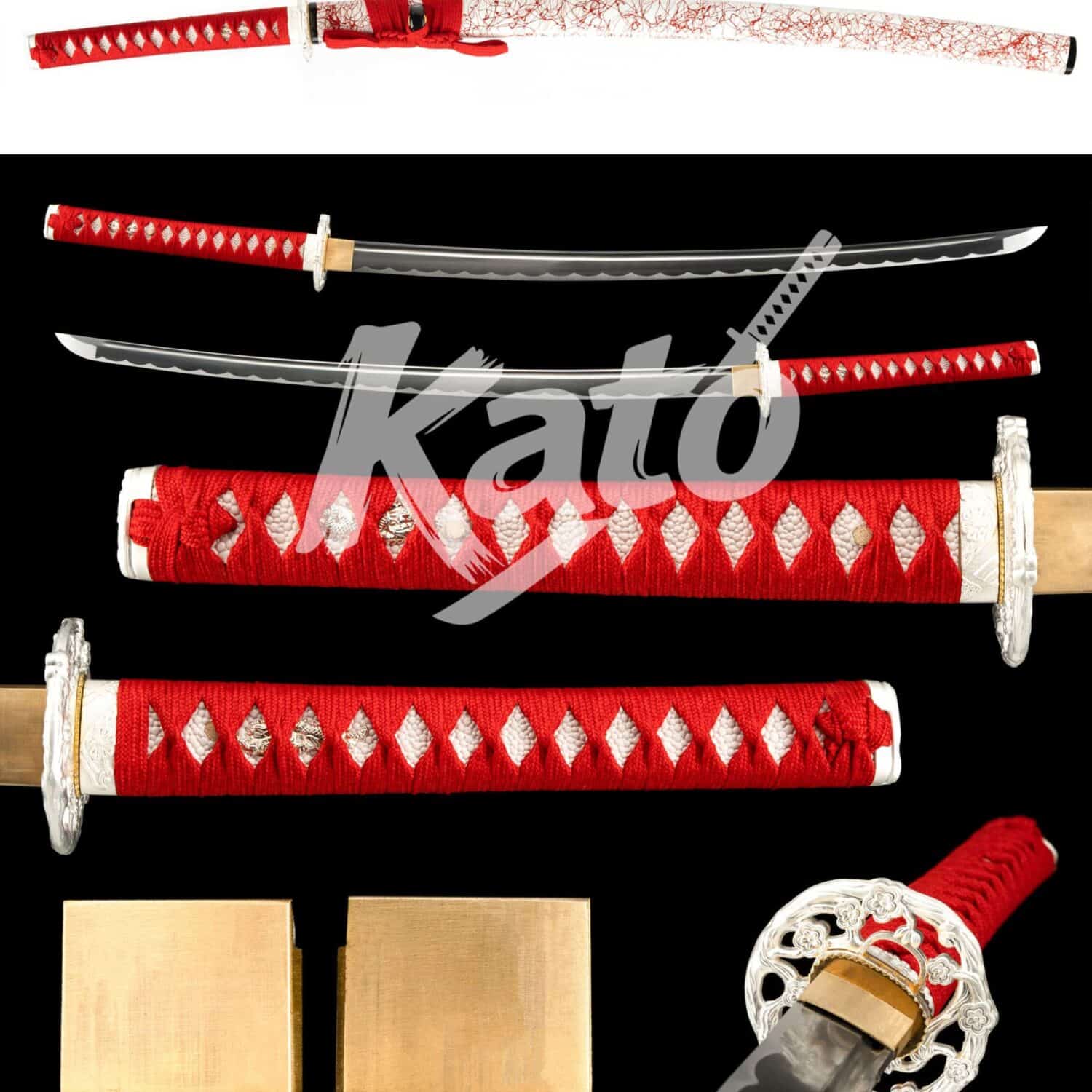 6 1060 Katana Handmade Japanese Sword Collectible Floral Saya Brass Polished Edge