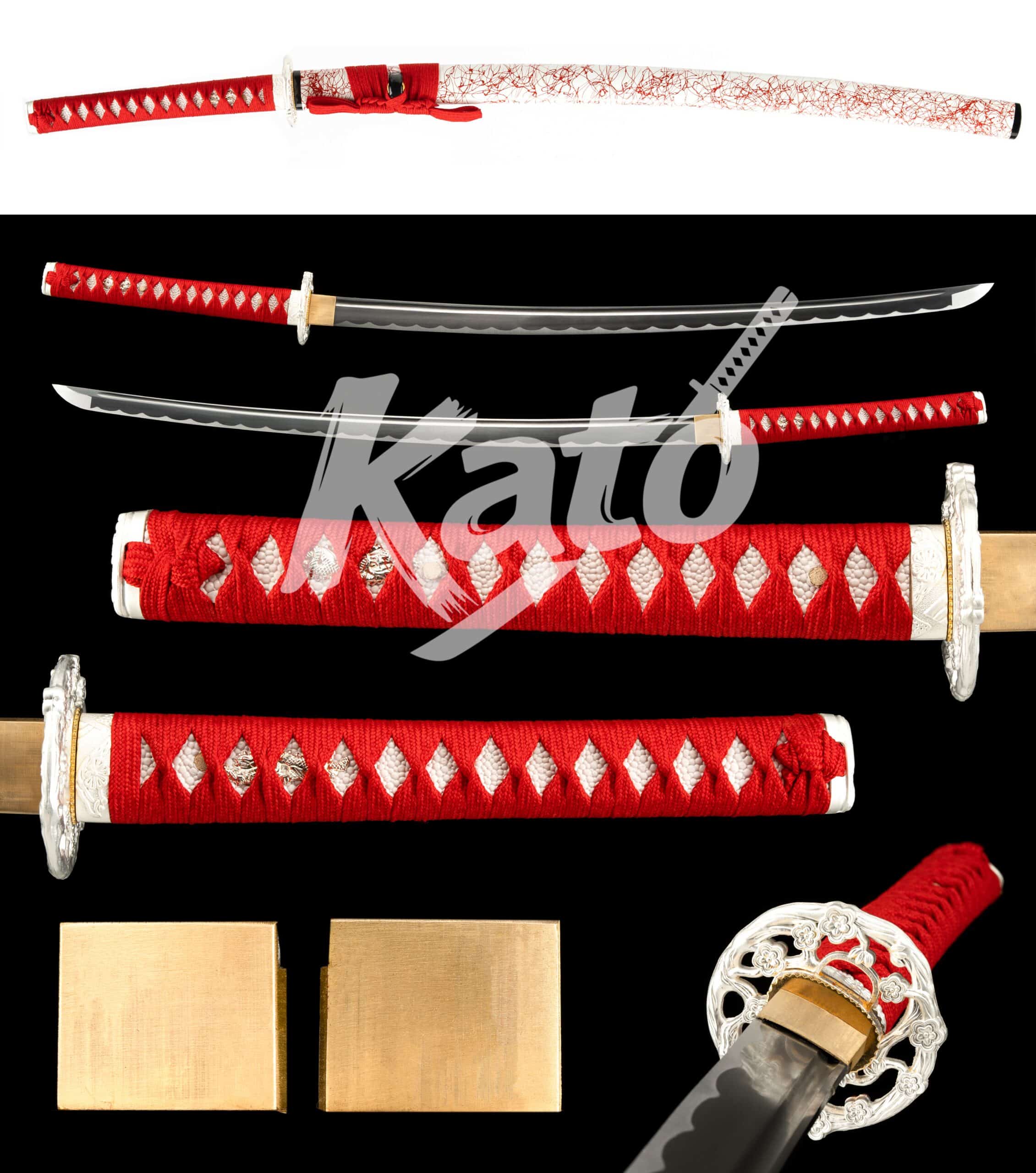 6 1060 Katana Handmade Japanese Sword Collectible Floral Saya Brass Polished Edge
