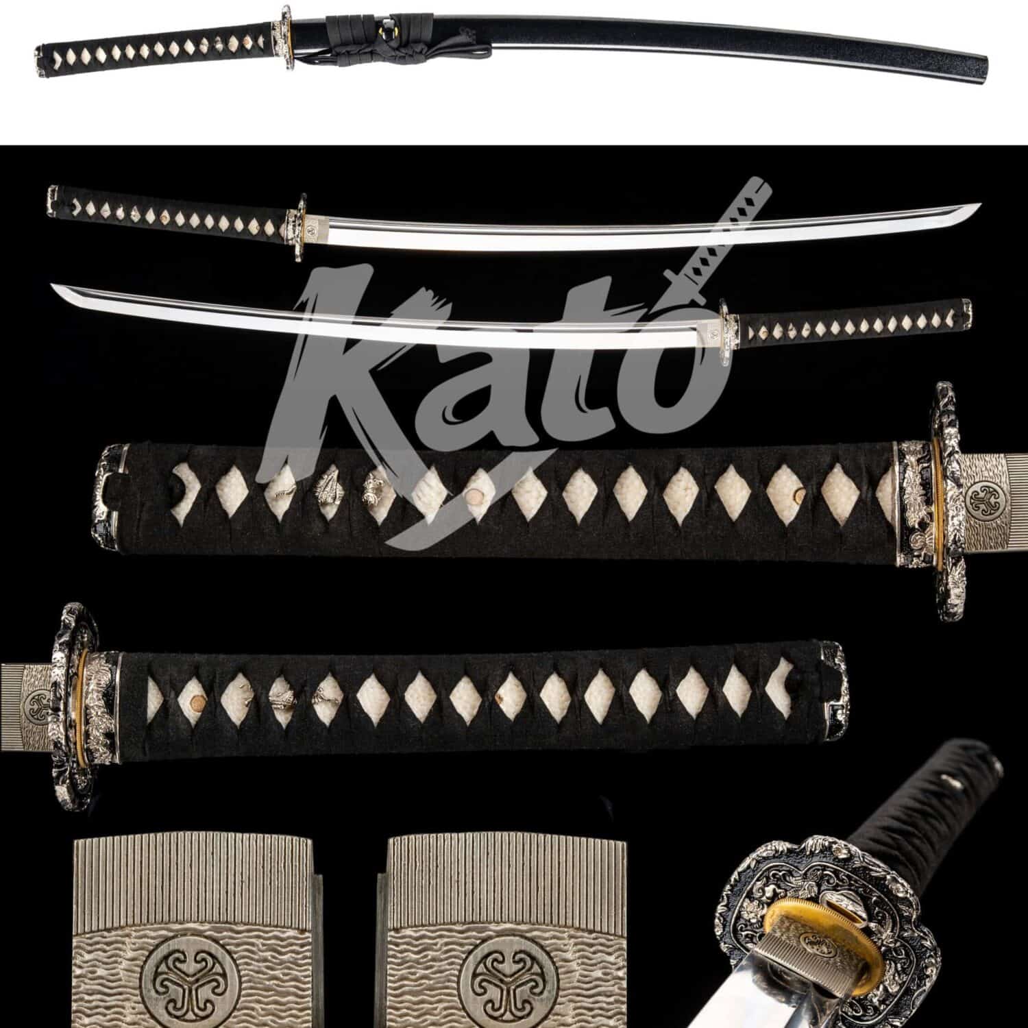 8 5160 Spring Steel Mirror Polished Katana Handmade Japanese Sword Collectible Piano Black Ox Horn Saya
