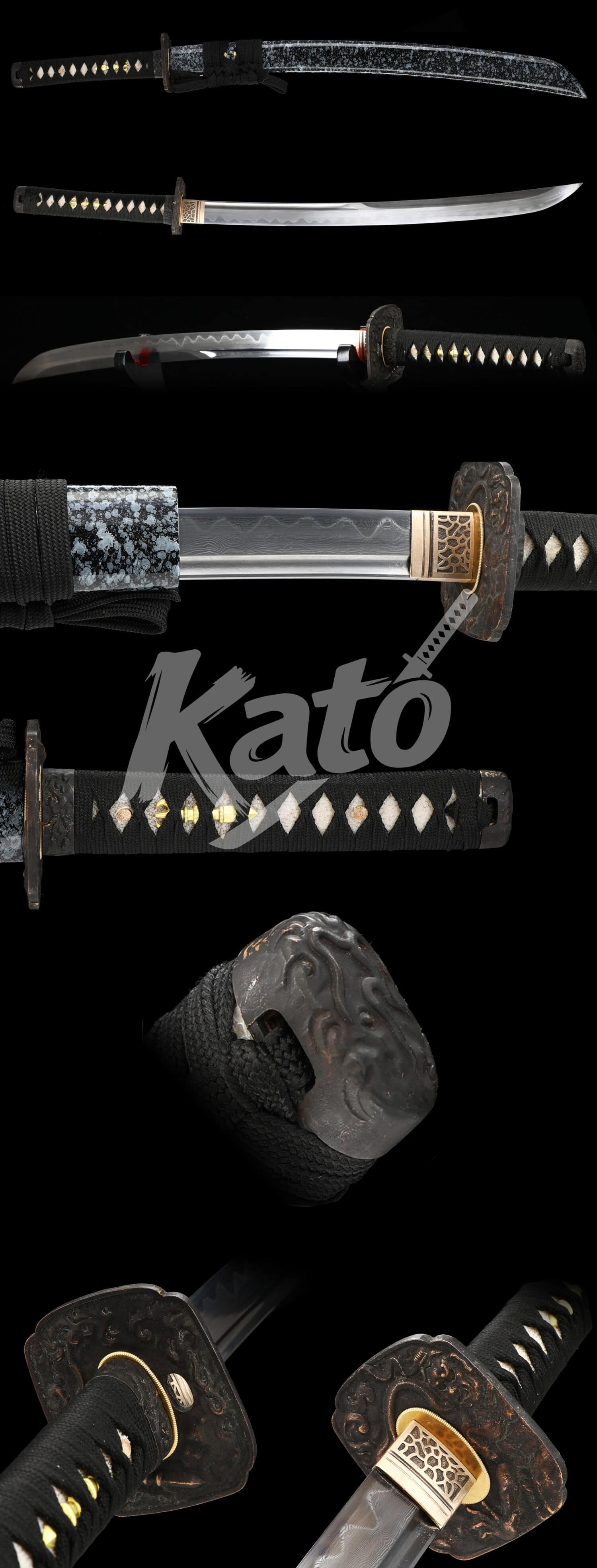 T10 Steel Naginata – Hamon Forged Edge, Full Tang Construction, Hand-Wrapped Black Cord Handle, Iron Tsuba
