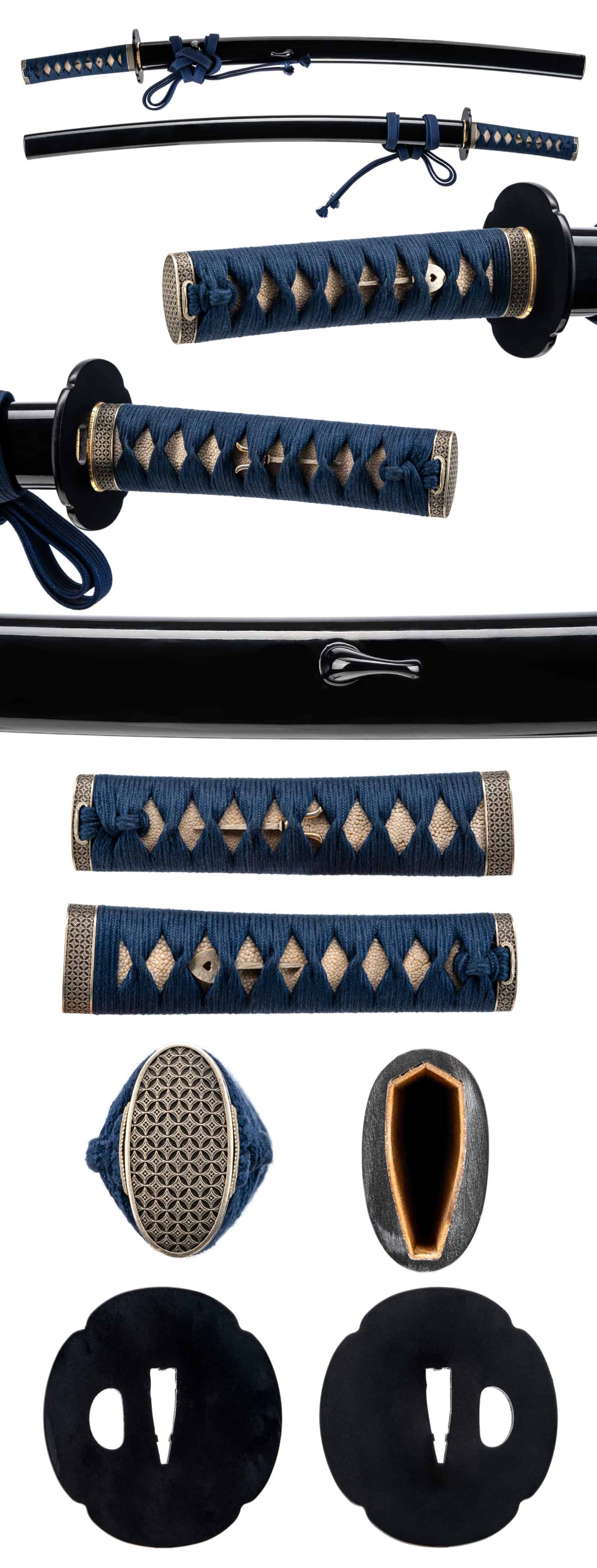 Hand-Forged 1095 Steel Katana – Japanese Cottonwood Saya, Three-Color Polishing, Full Tang, White Lacquered Saya
