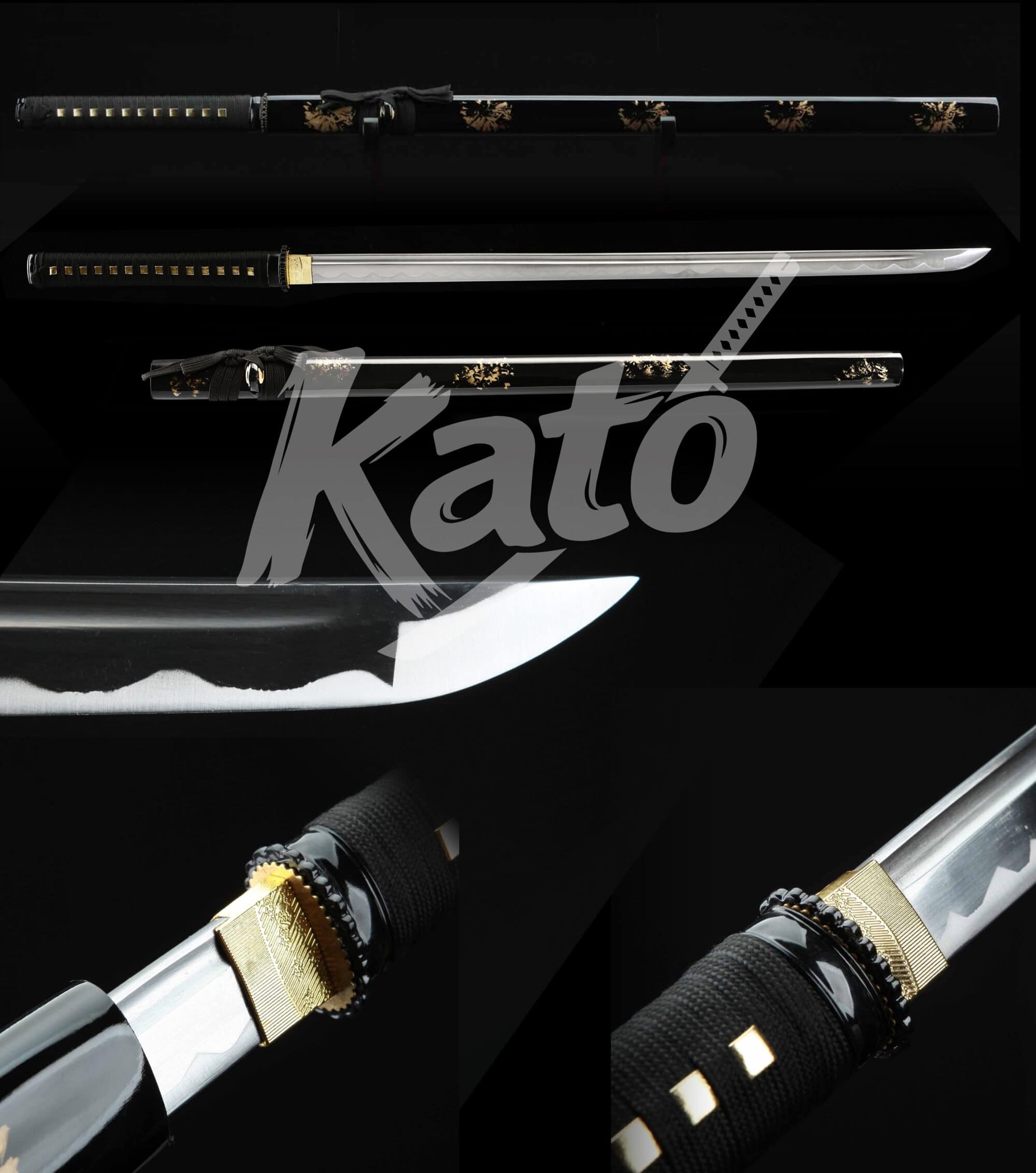 1 Hand-Forged 1045 Carbon Steel Ninjato Sword – Full Tang Blade, Black Tsuba, Black Saya, Traditional Japanese Ninja Style