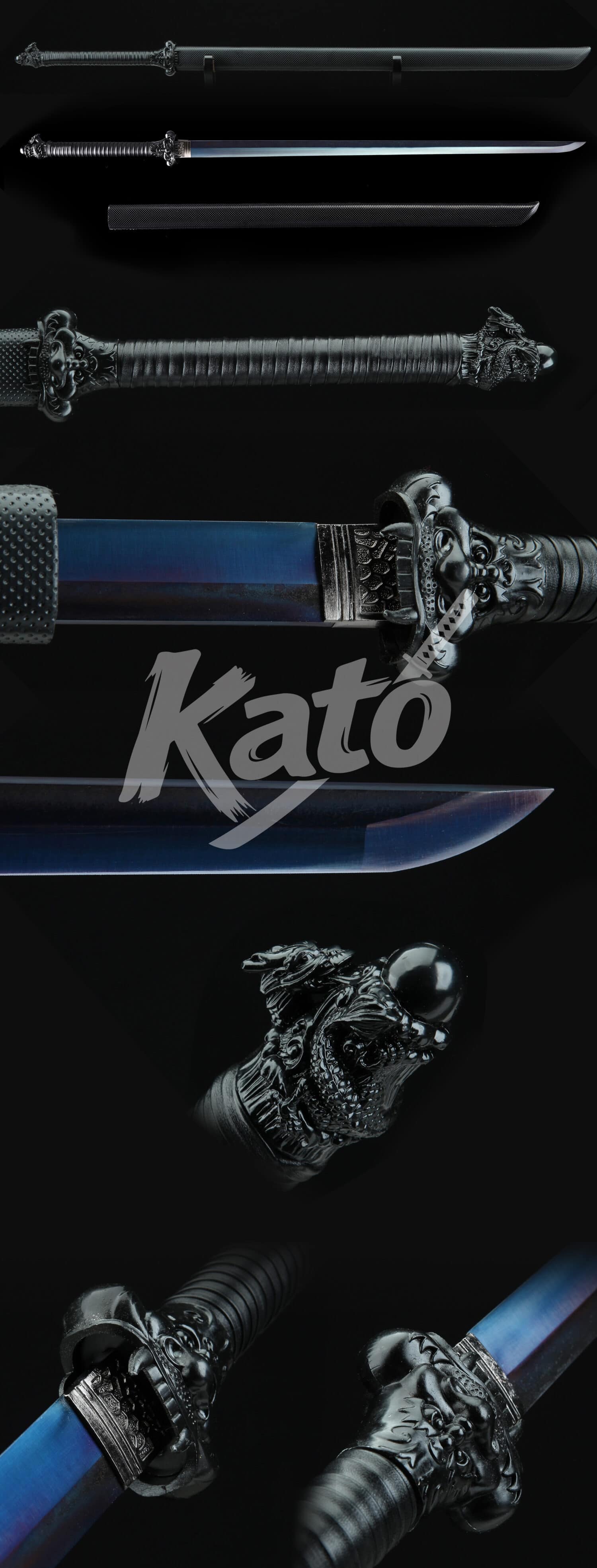 Hand-Forged 5160 Spring Steel Ninjato Sword – Full Tang Blade, Black Fittings, Black Saya, Traditional Japanese Style