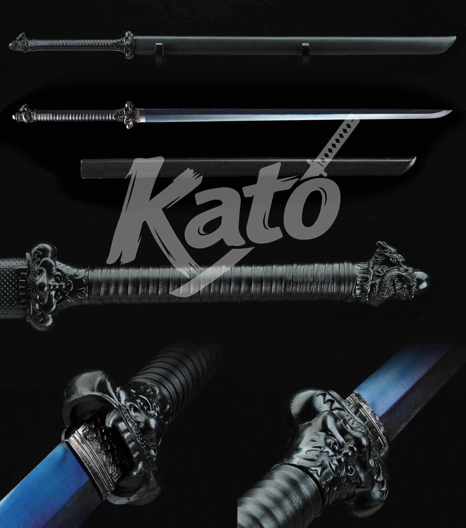 10 Hand-Forged 5160 Spring Steel Ninjato Sword – Full Tang Blade, Black Fittings, Black Saya, Traditional Japanese Style
