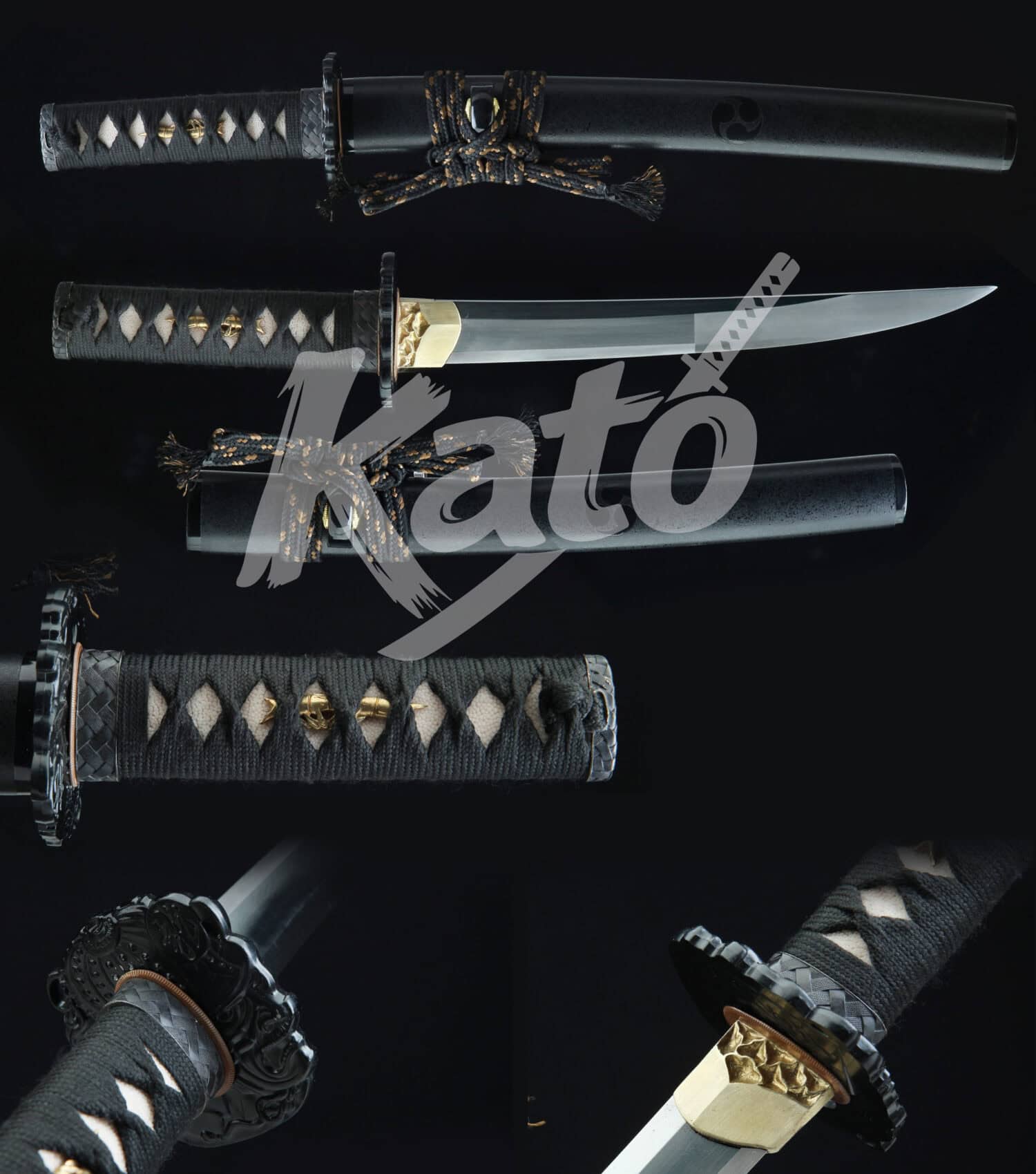 10 Hand-Forged T10 Carbon Steel Tanto Sword – Full Tang Blade, Real Hamon, Black Lacquered Ebony Saya, Traditional Samurai Style