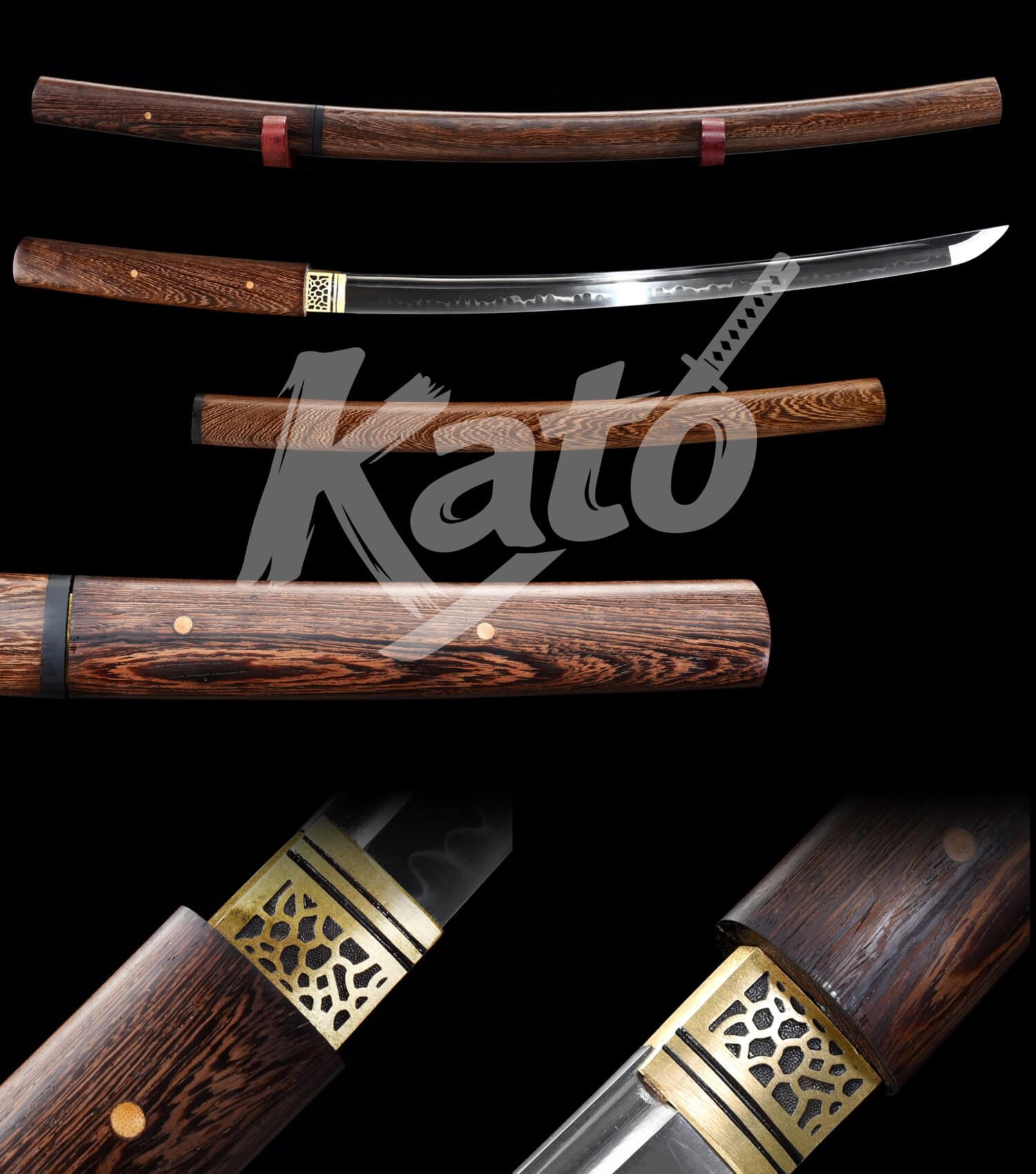 16 Hand-Forged T10 Clay Tempered Steel Wakizashi Sword – Full Tang Blade, Wooden Saya, Alloy Fittings, Traditional Japanese Style