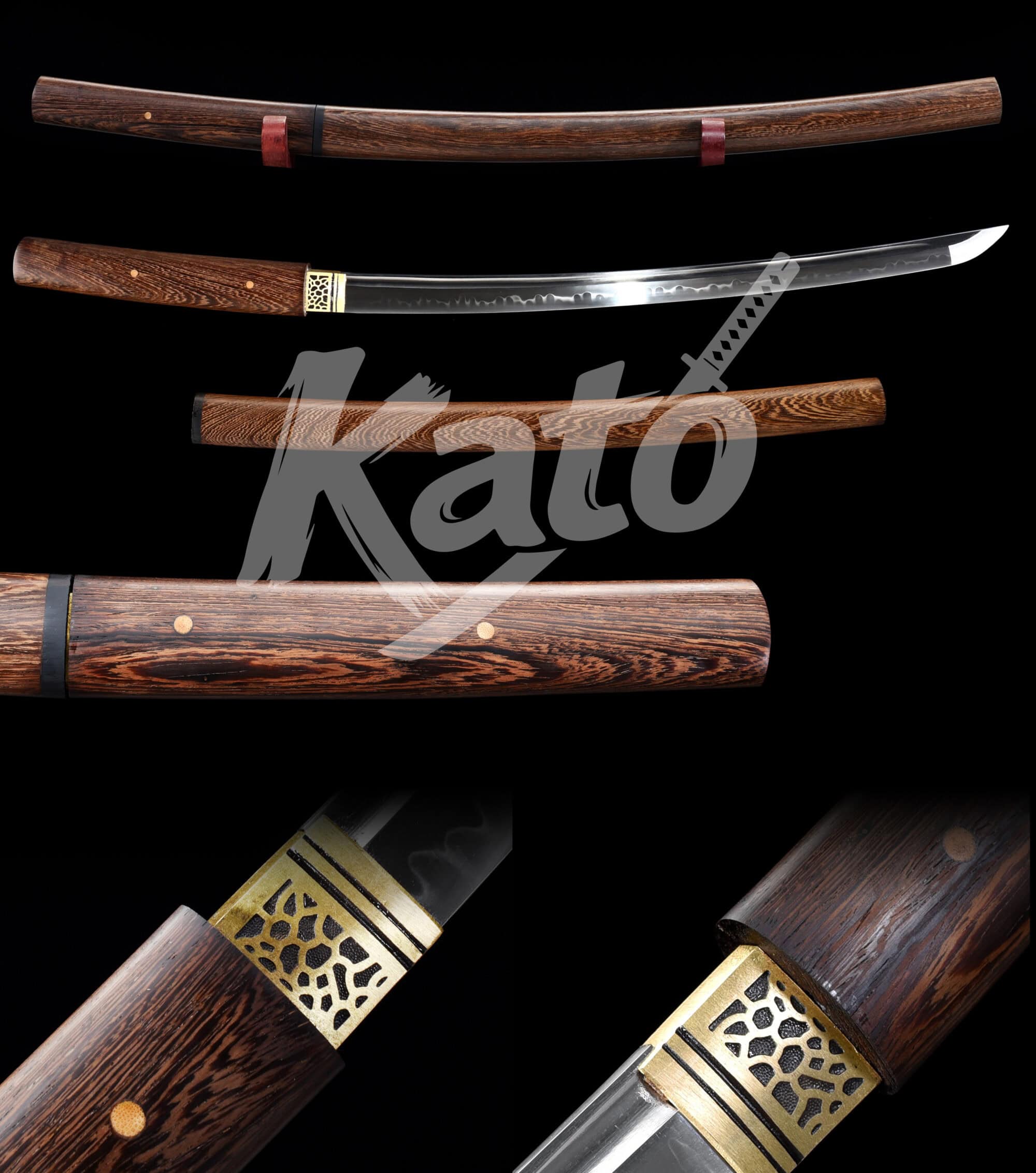 16 Hand-Forged T10 Clay Tempered Steel Wakizashi Sword – Full Tang Blade, Wooden Saya, Alloy Fittings, Traditional Japanese Style